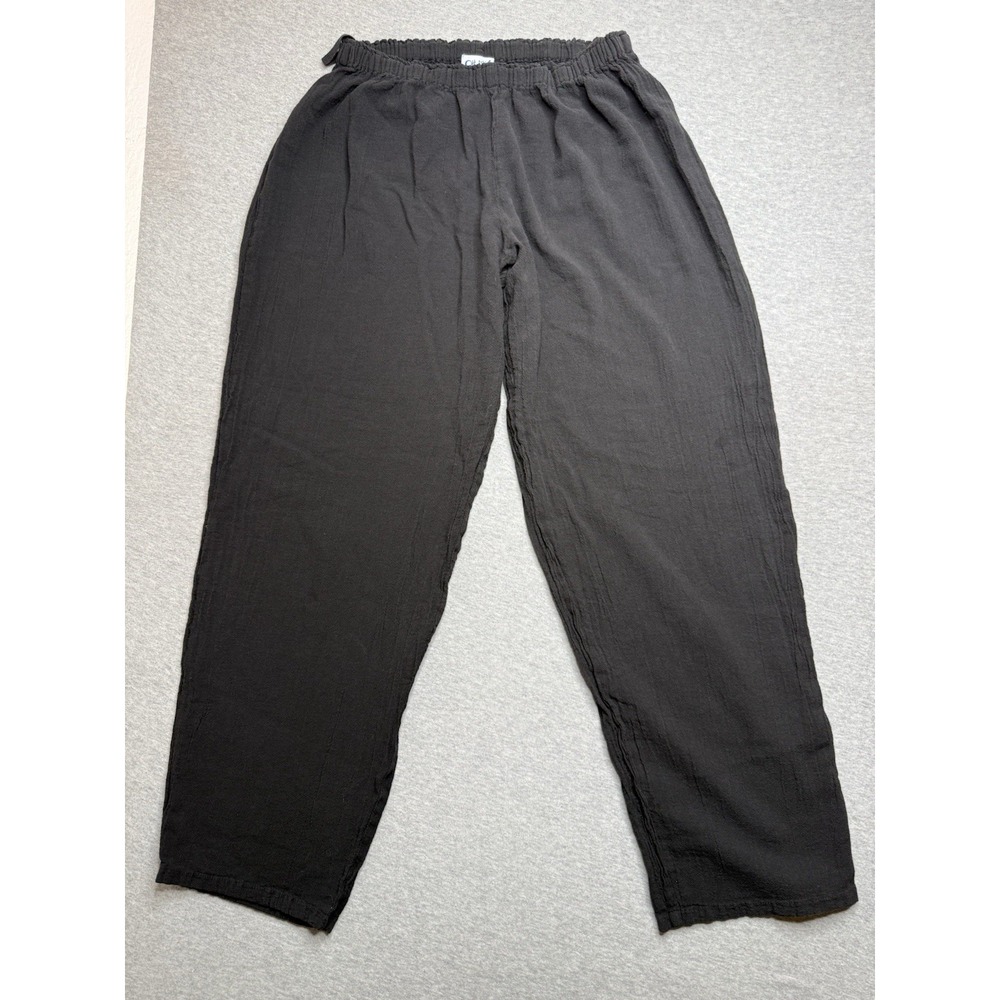 Oh My Gauze Women's Size 2 Black Cotton Pull On Straight Leg Pants